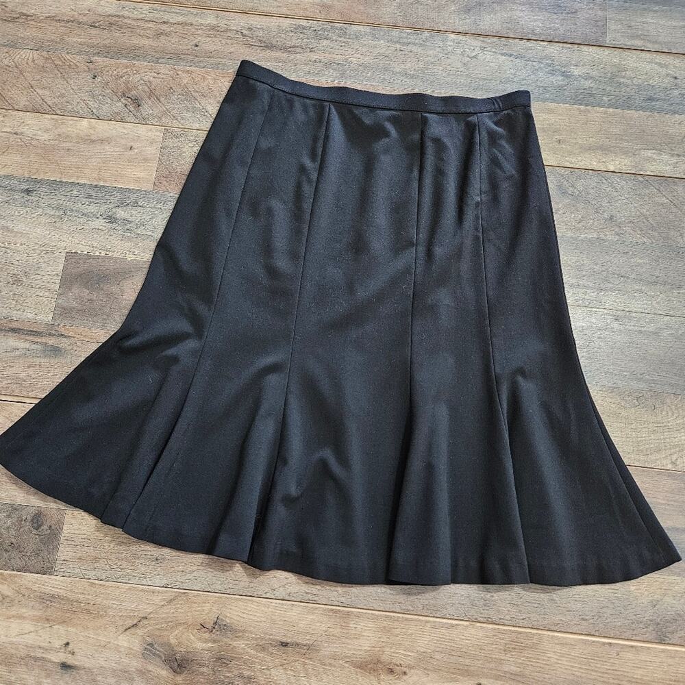 Focus 2000 Skirt Womens Plus Size 14 Black Peplum Flared Pleated Hem Midi Length
